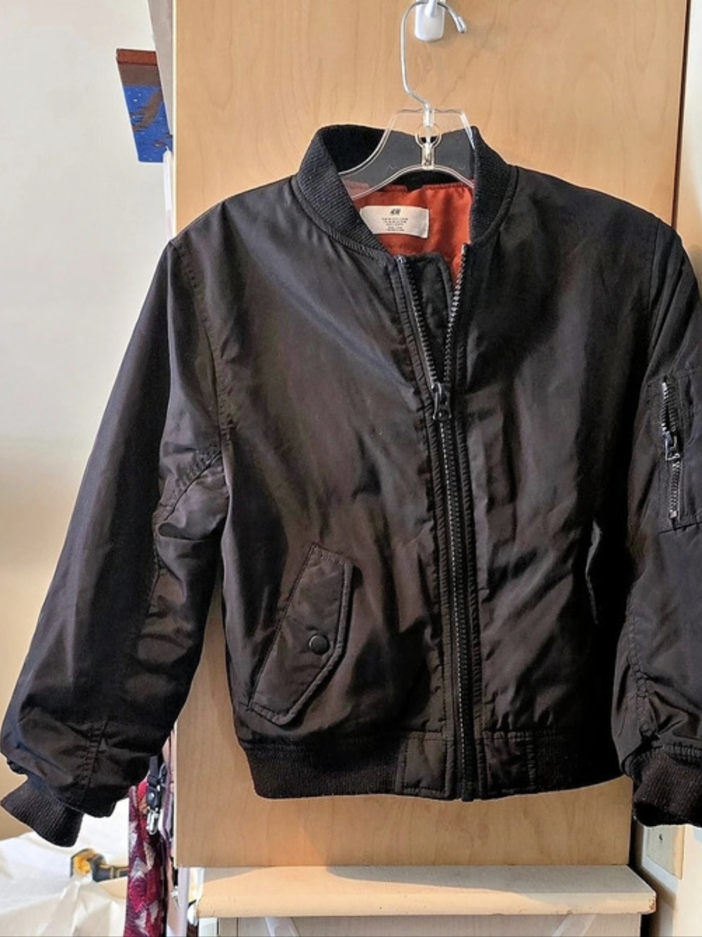 H&M Kids Bomber Jacket Black Polyester Size Large